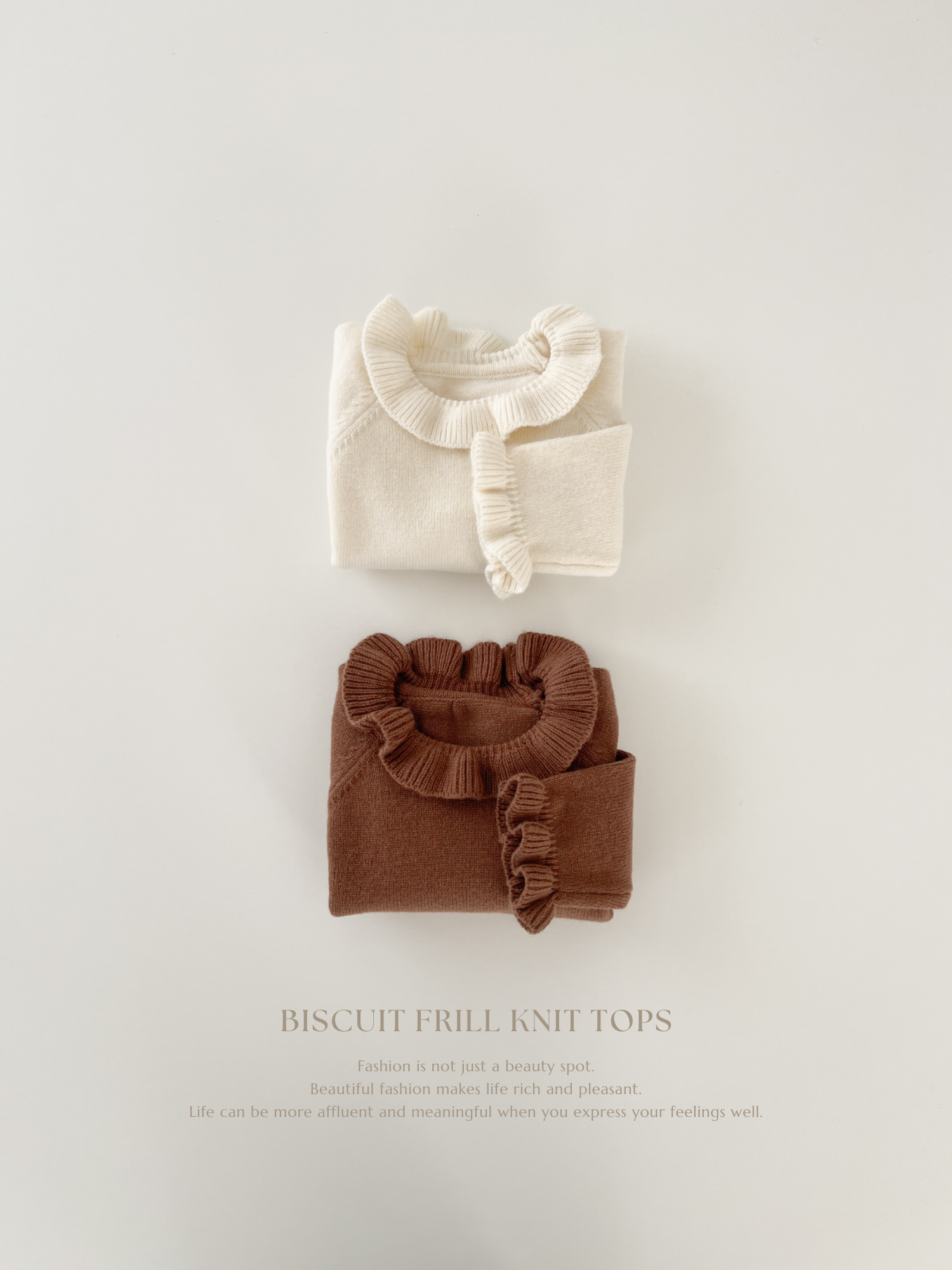 Biscuit frill knit tops