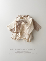 warm waffle lace rompers set