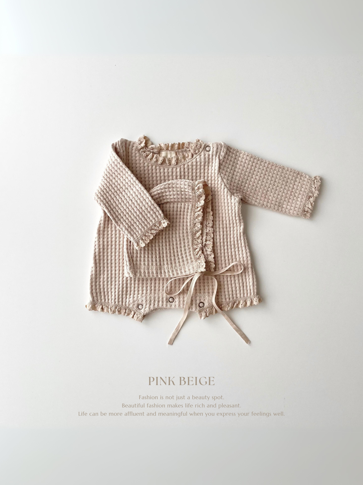 warm waffle lace rompers set