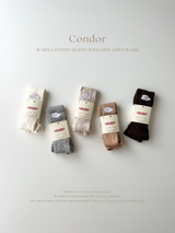 ［condor］Warm cotton tights with side open work