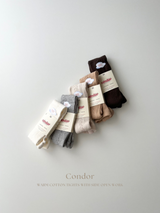 ［condor］Warm cotton tights with side open work