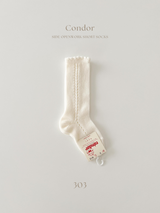 ［condor］Side openwork perle knee high socks