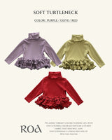 [ROA] Soft turtleneck frill tops