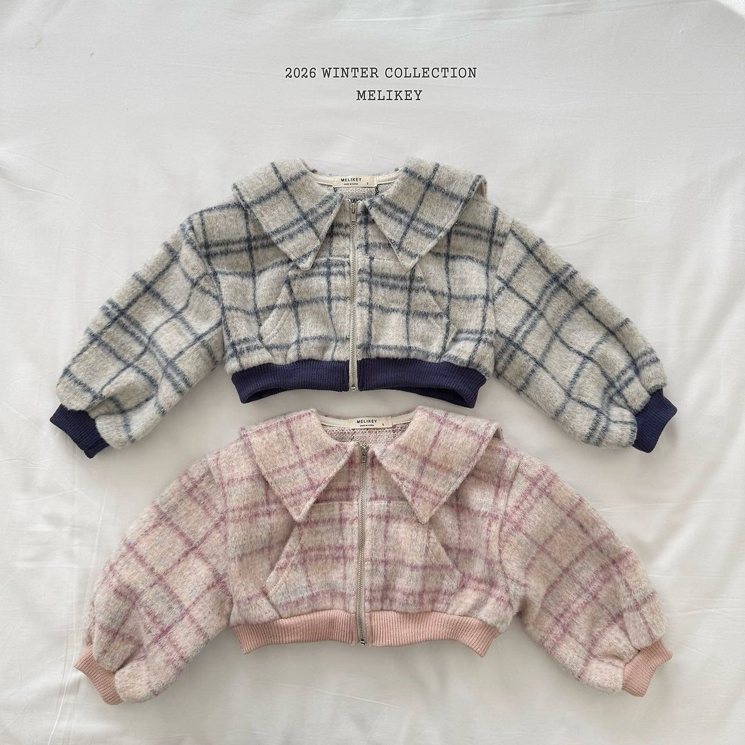 [Melikey] Wool check sailor jacket