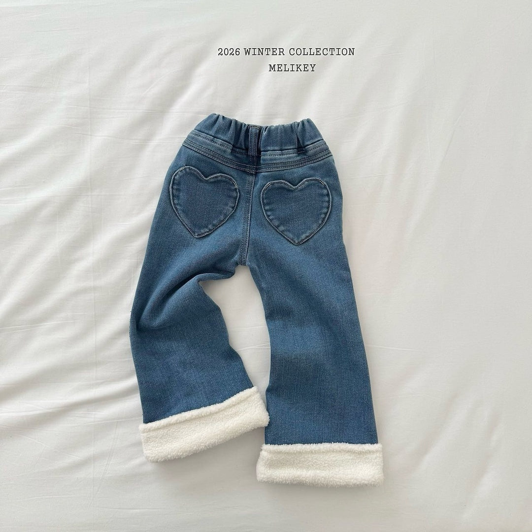 [Melikey] Wool denim heart flare pants
