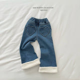 [Melikey] Wool denim heart flare pants