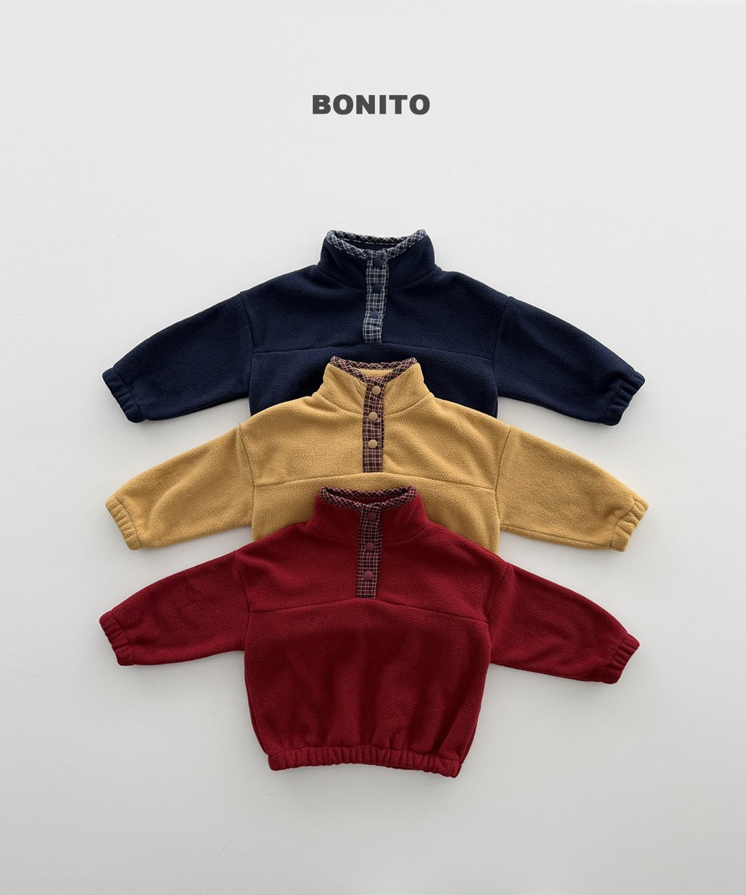 [BONITO] Check placket fleece