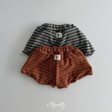 [ELLY MOLLY] Latte stripe balloon shorts
