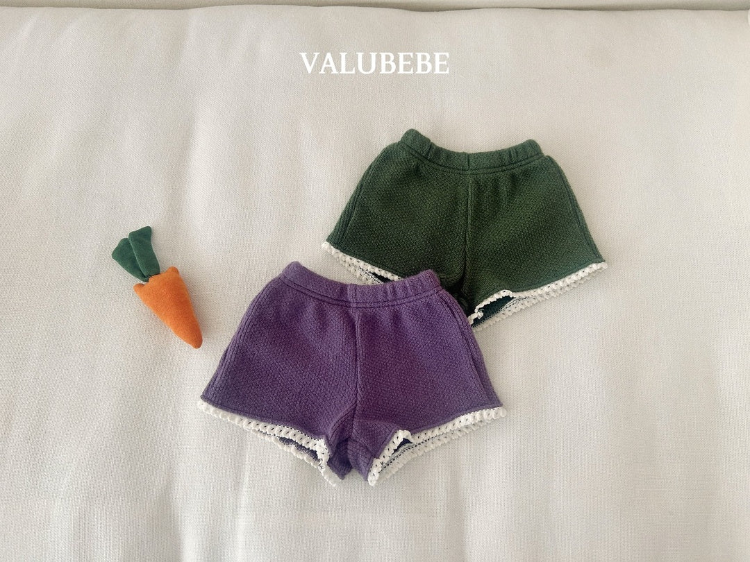 [valubebe] Knit lace short pants