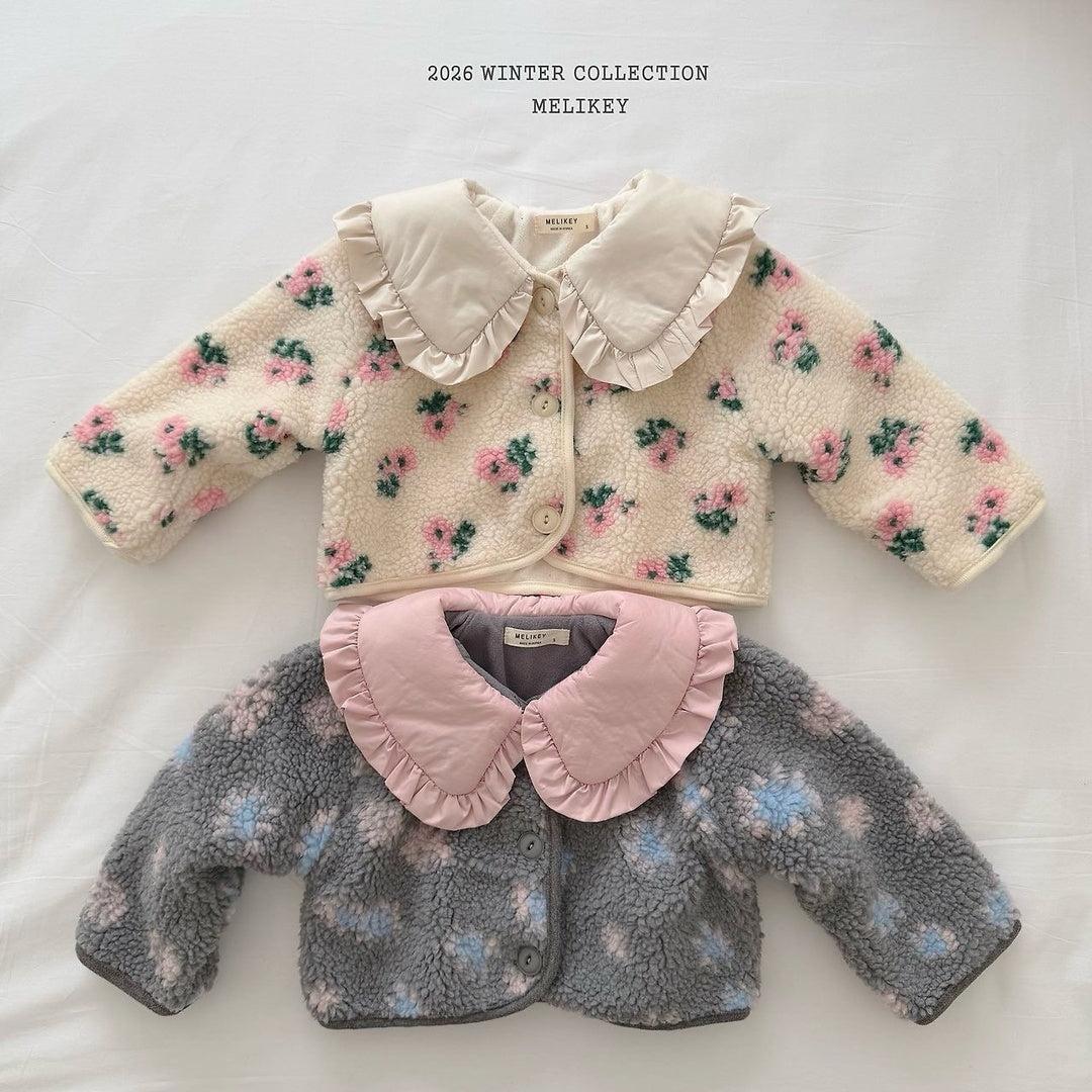 [Melikey] Flower boa jacket