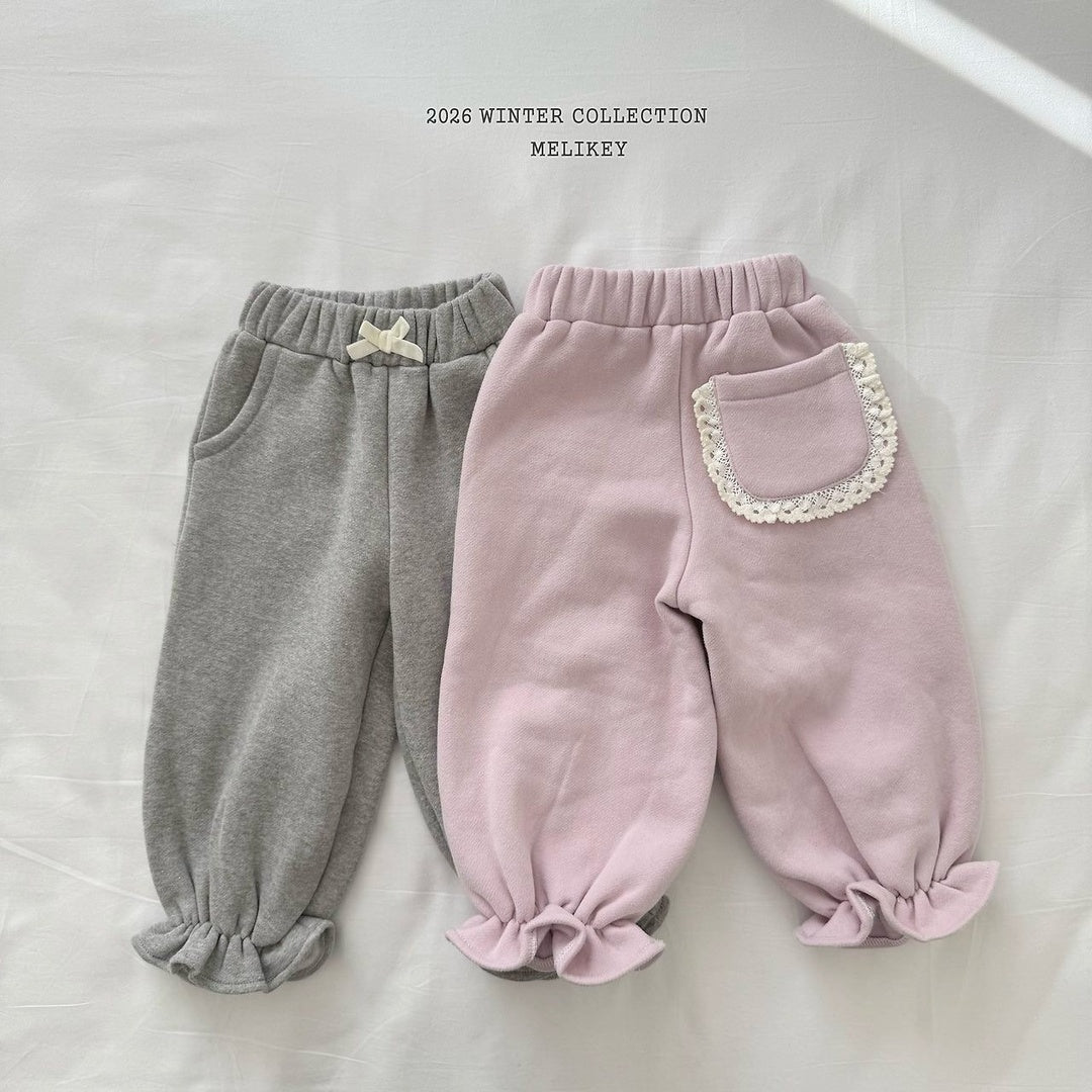 [Melikey] Pocket lace jogger pants