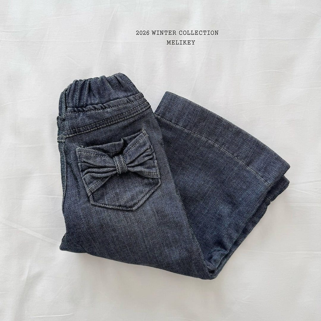 [Melikey] Velvet ribbon denim pants