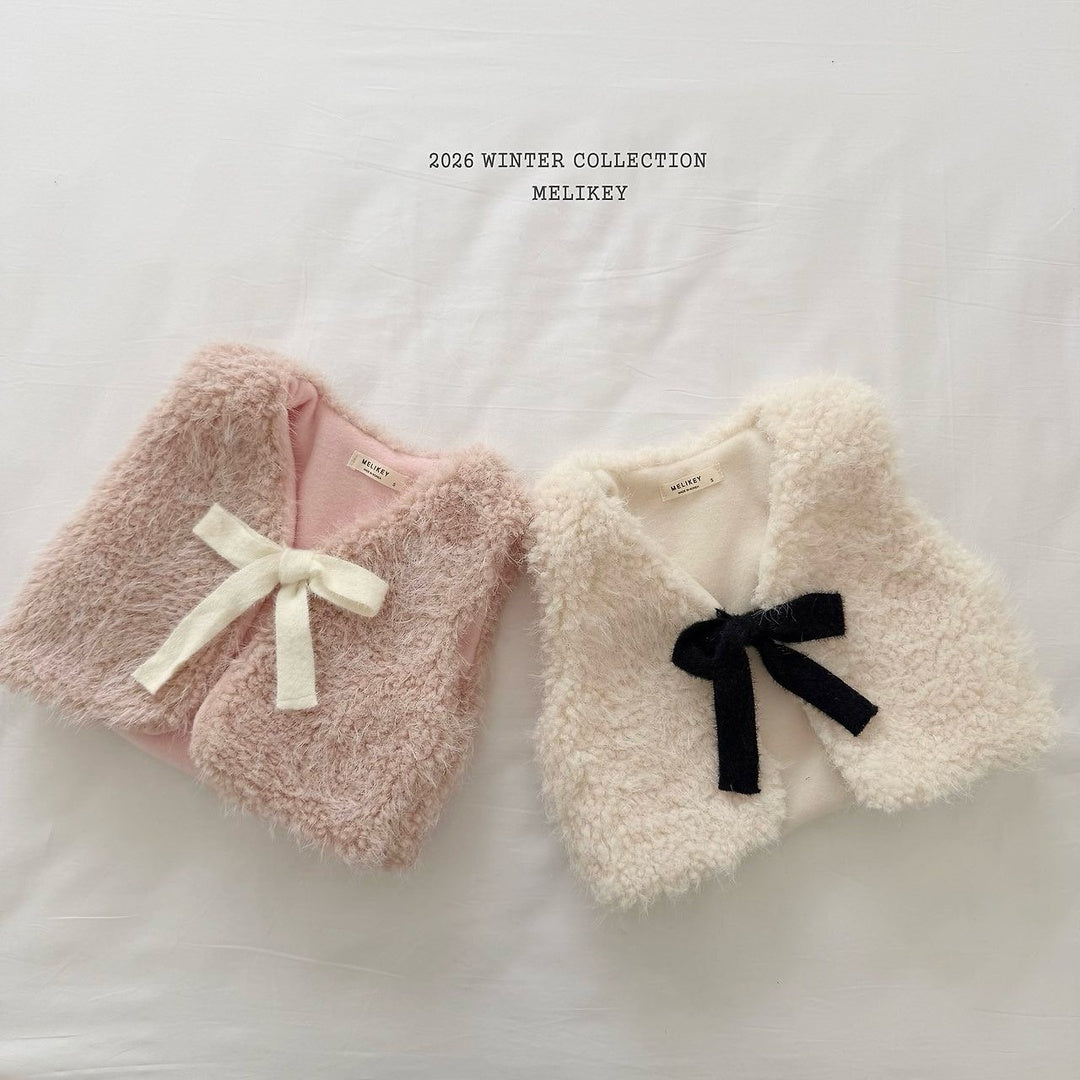 [Melikey] Cloud fur ribbon vest