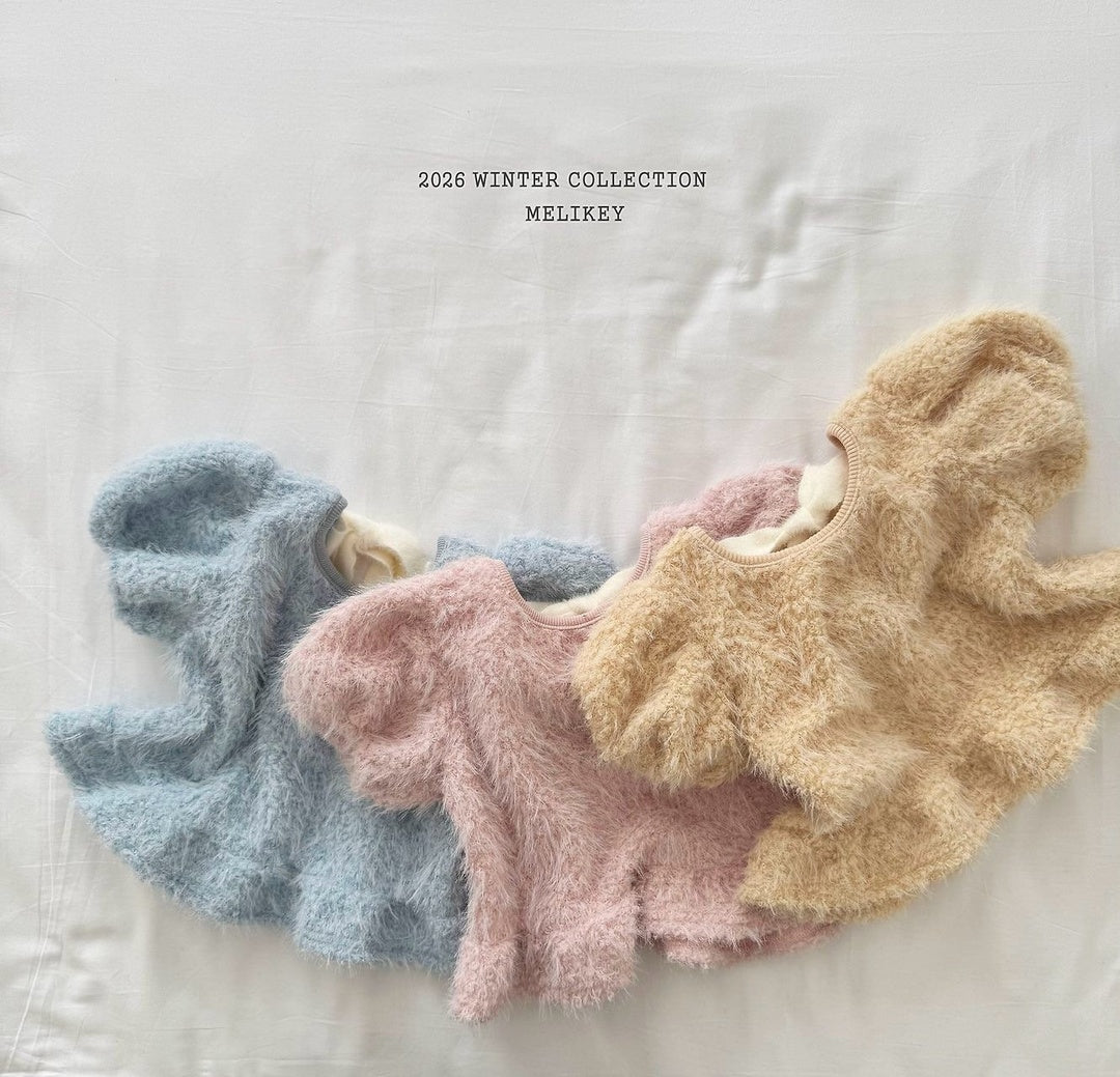 [Melikey] Fur frill puff tops