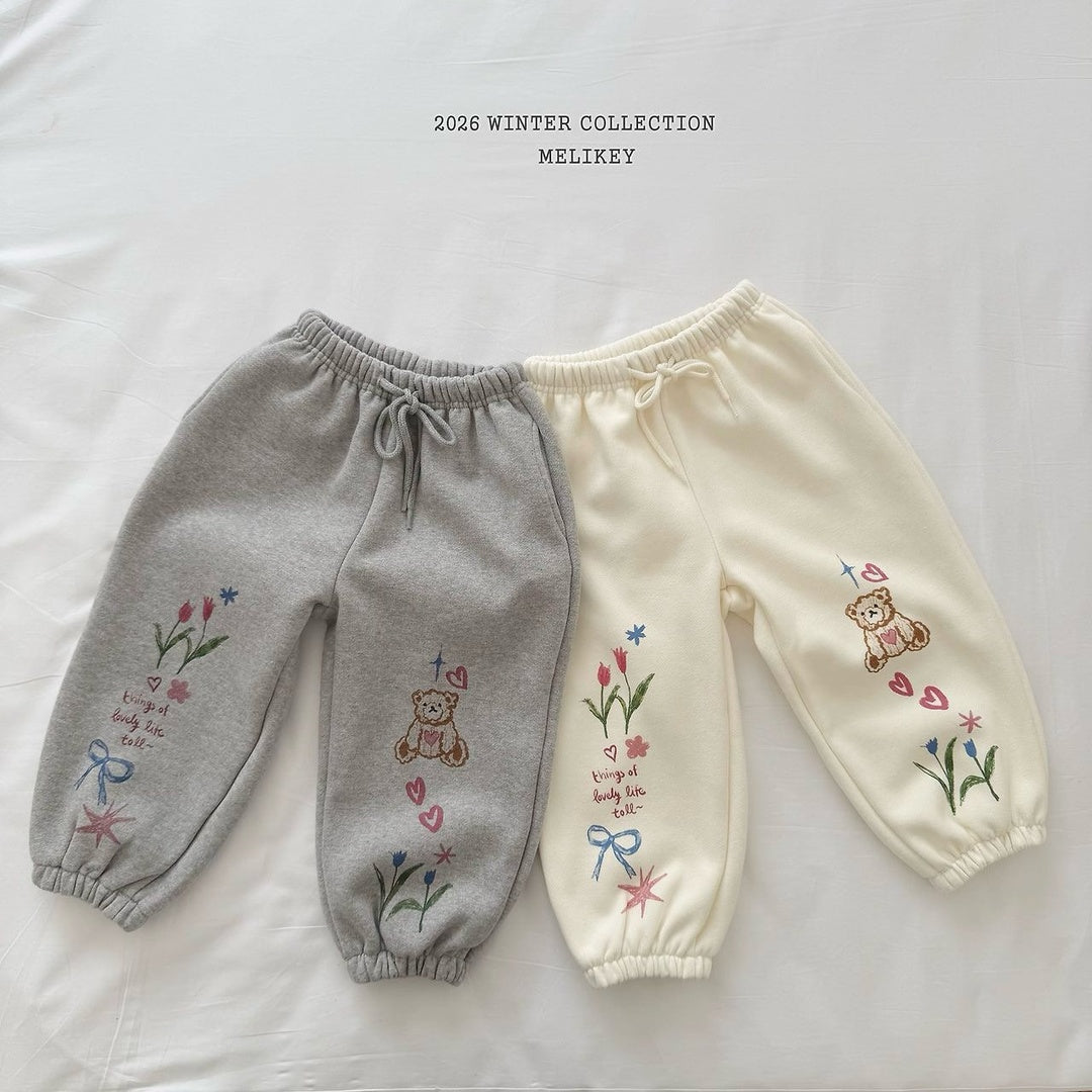 [Melikey] Bear illustration jogger pants