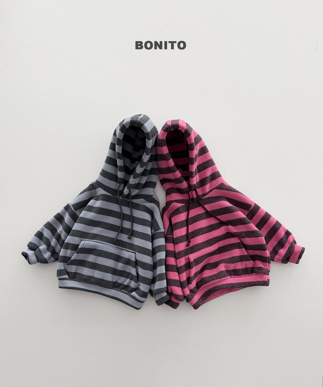 [BONITO] Stripe fleece hood