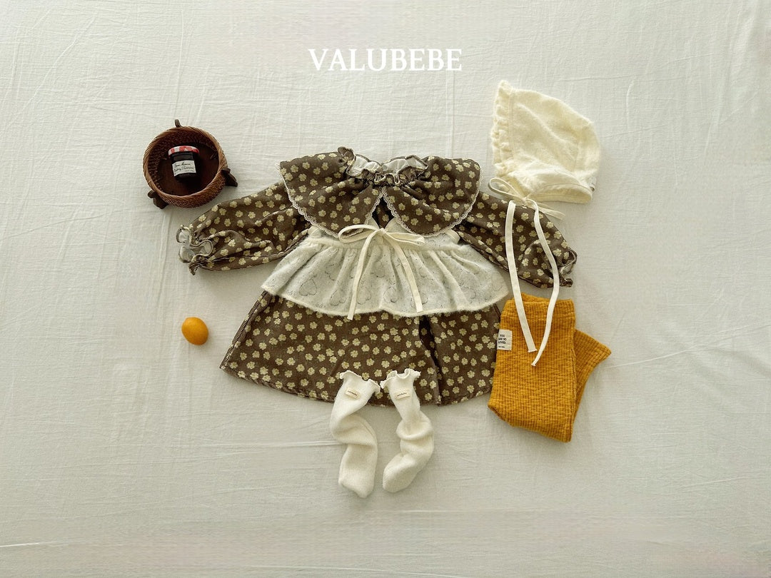 [valubebe] Flower collar corduroy one-piece
