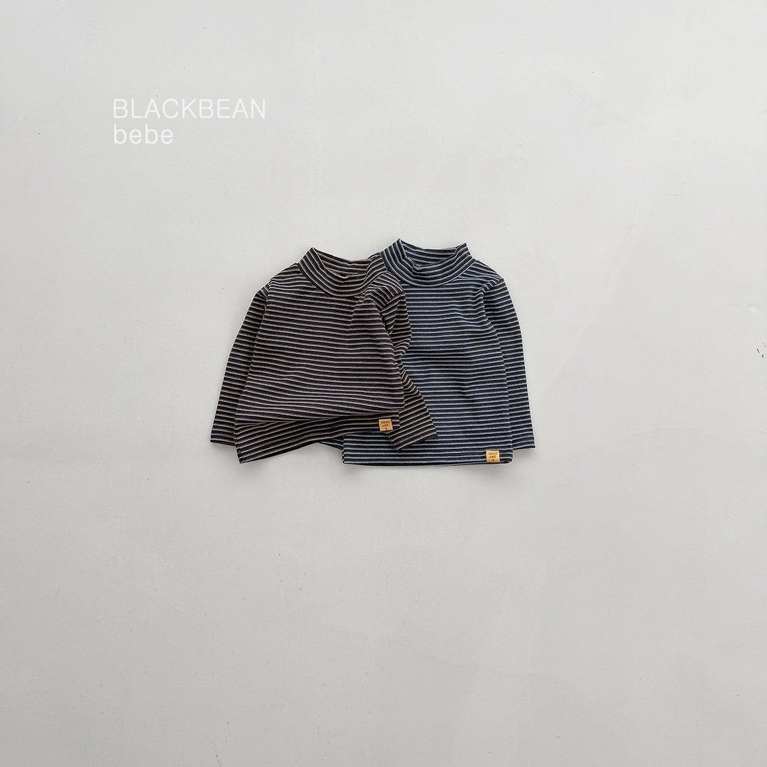 [BLACK BEAN] Stripe halfneck bebe tee