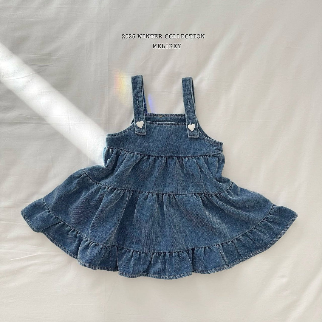 [Melikey] Cancan velvet denim one-piece
