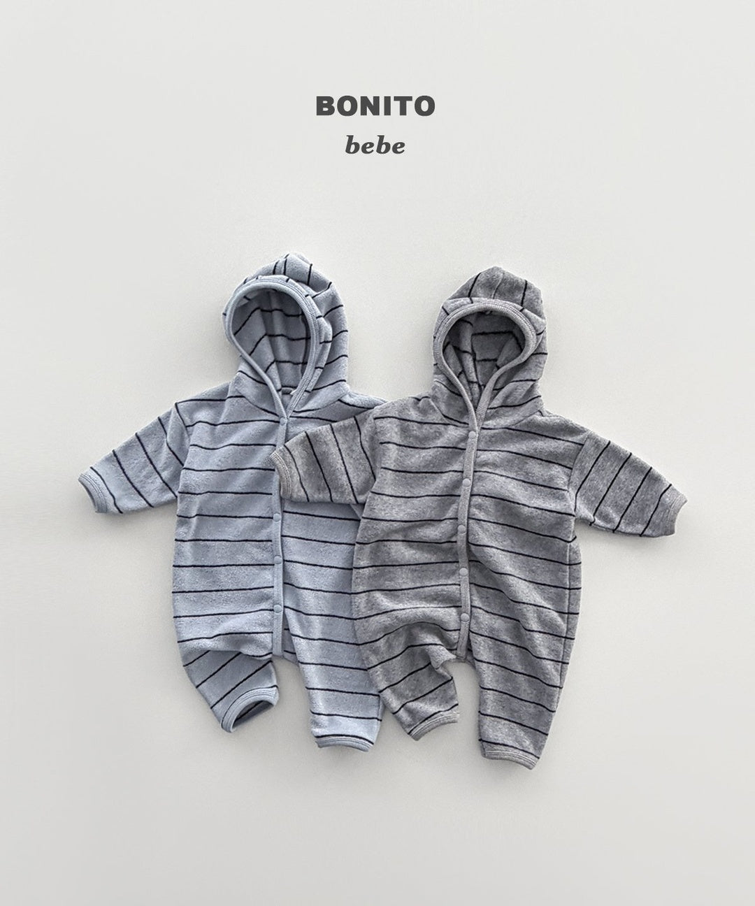 [BONITO] Stripe terry hood rompers