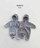 [BONITO] Stripe terry hood rompers