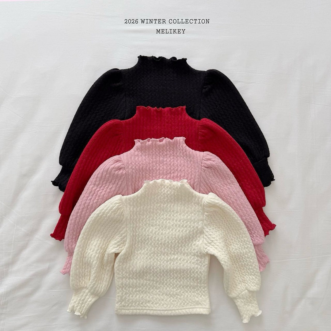 [Melikey] Knit rib puff tee