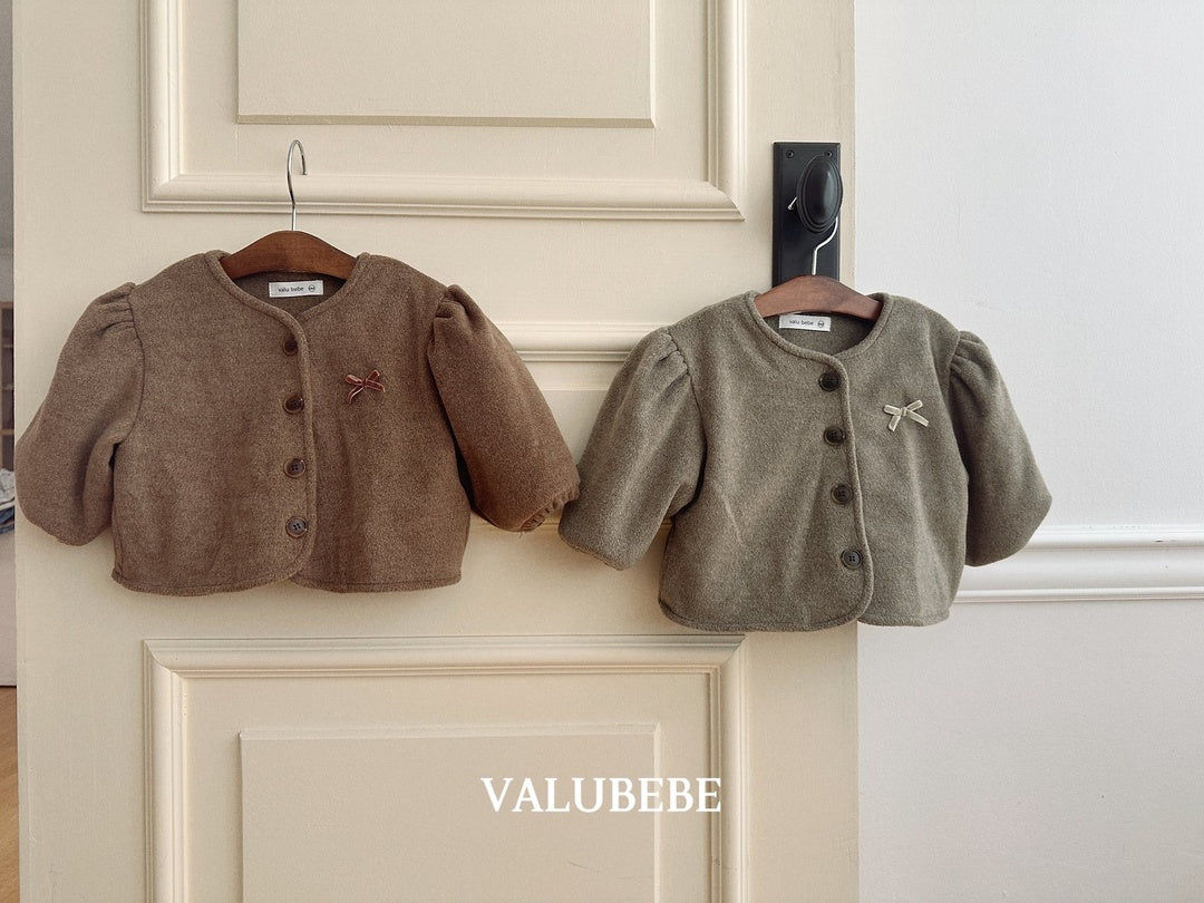 [valubebe] Ribbon puff wool jacket