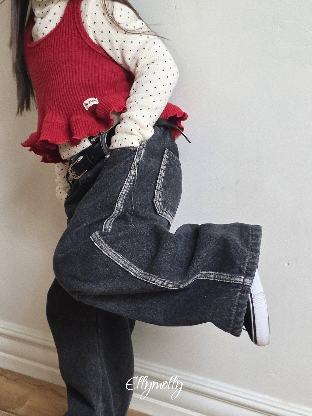 [ELLY MOLLY] Line week denim pants