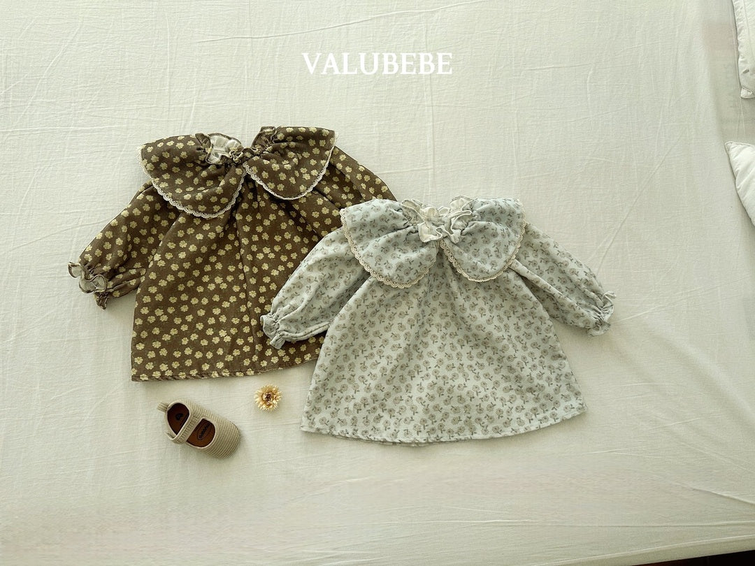 [valubebe] Flower collar corduroy one-piece