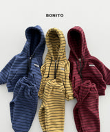 [BONITO] Our stripe hood zip-up set