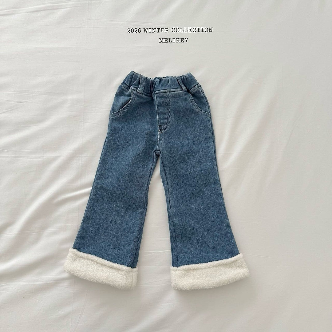 [Melikey] Wool denim heart flare pants