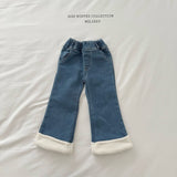 [Melikey] Wool denim heart flare pants