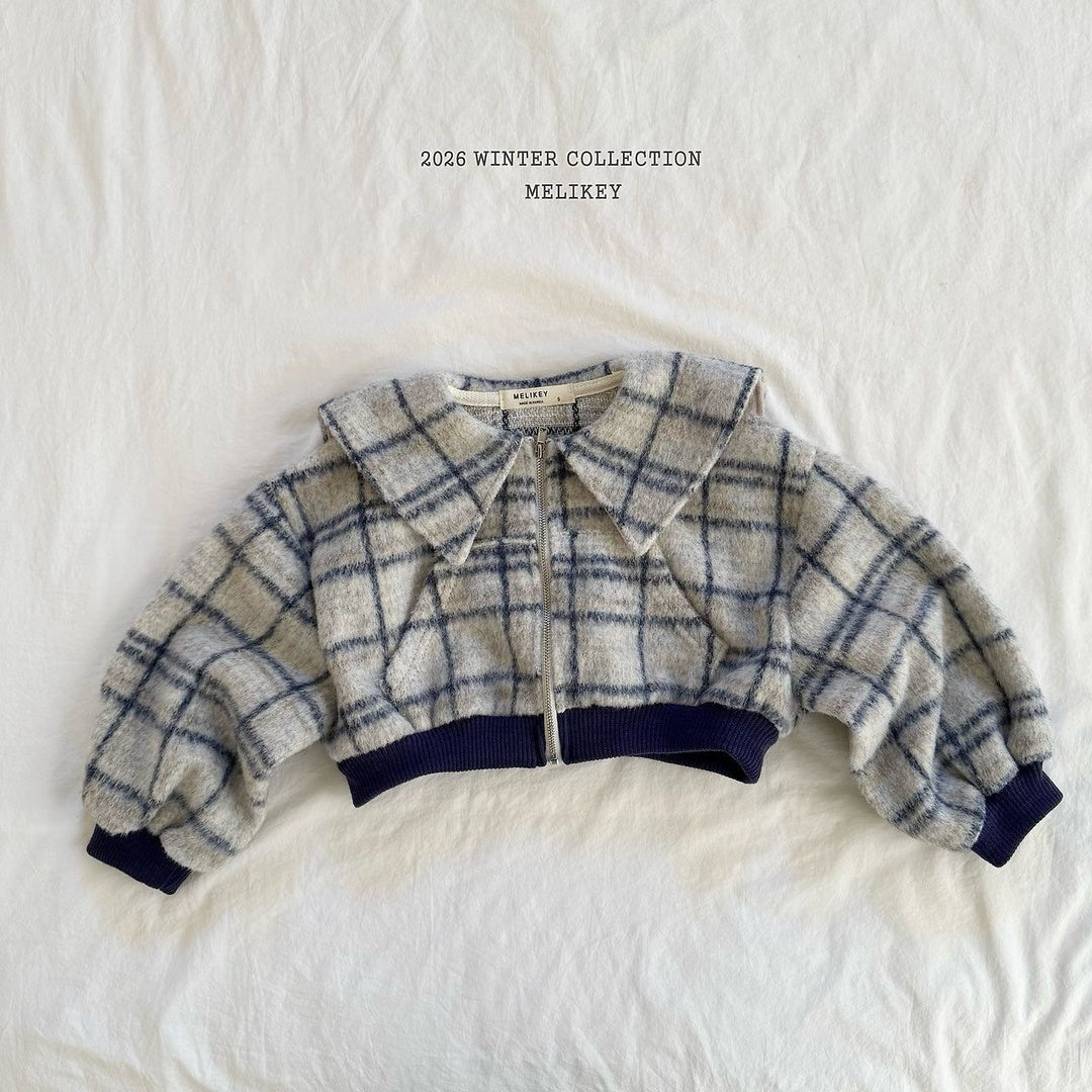 [Melikey] Wool check sailor jacket