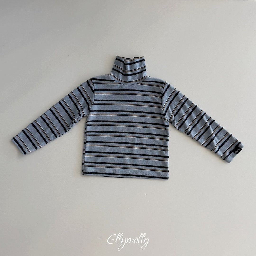 [ELLY MOLLY] Snow warmer stripe turtleneck tee