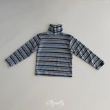 [ELLY MOLLY] Snow warmer stripe turtleneck tee