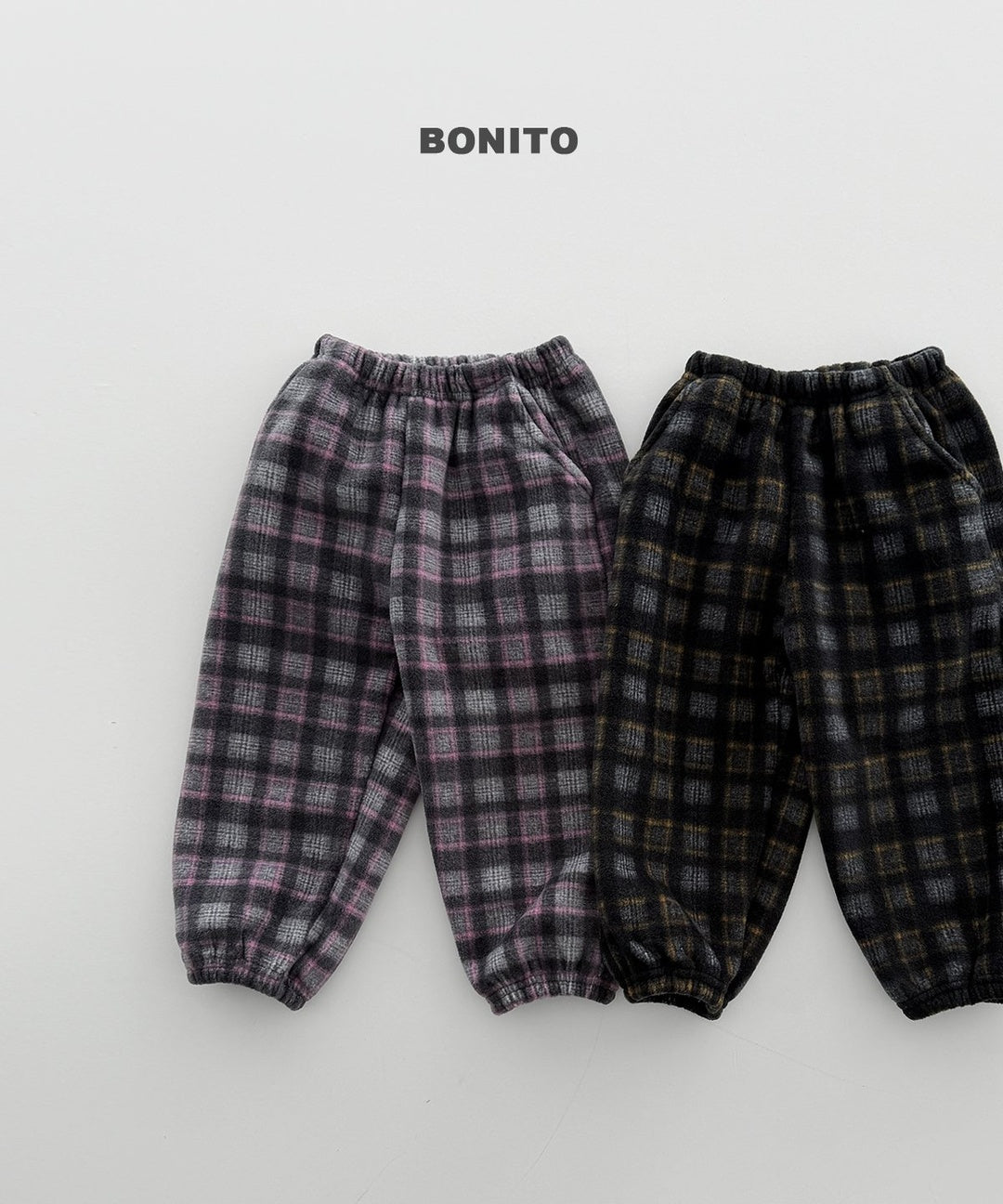 [BONITO] Check fleece jogger pants