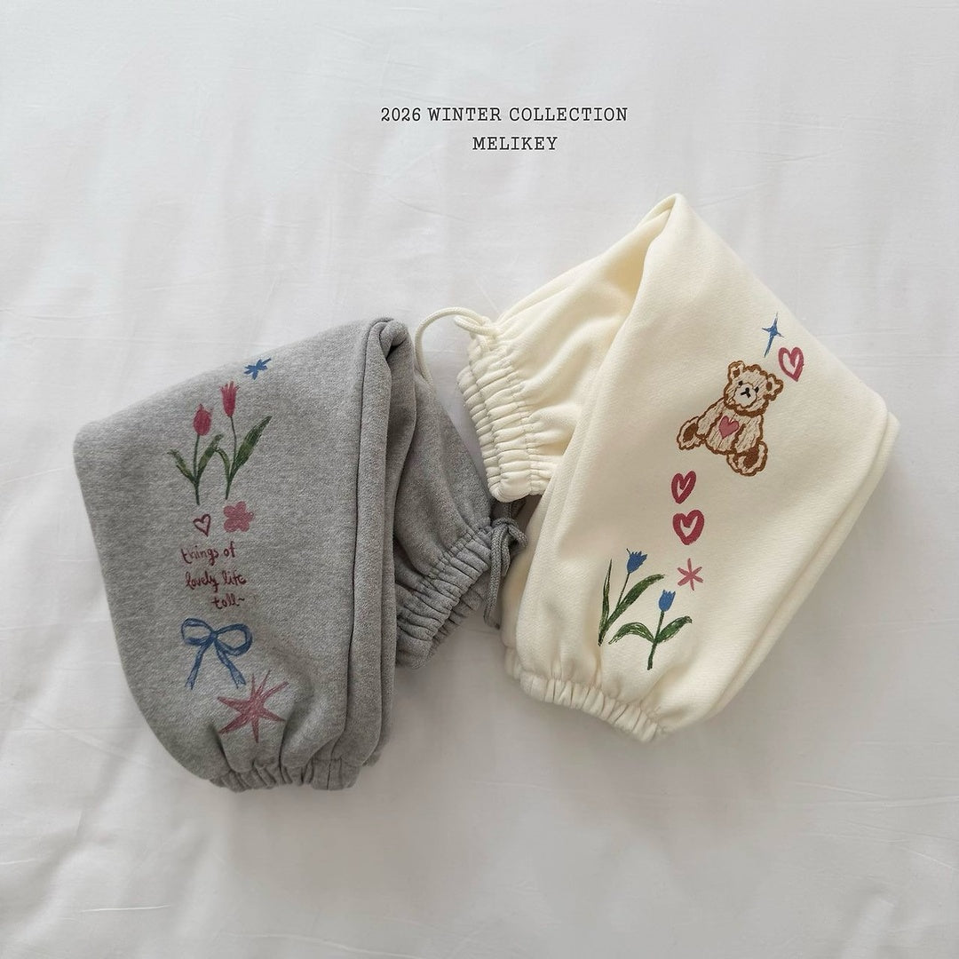 [Melikey] Bear illustration jogger pants
