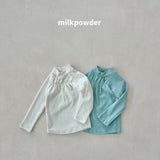 [milk powder] Shirring halfneck tee