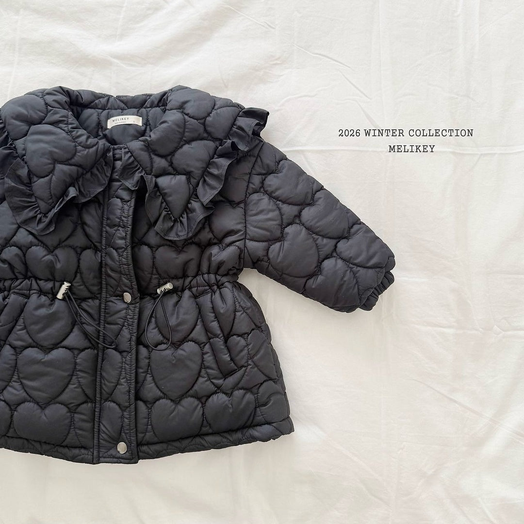 [Melikey] Heart quilting long padded jumper