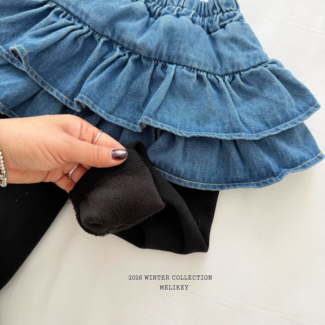 [Melikey] Denim cancan skirt leggings