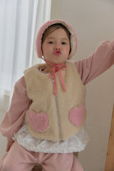 [berryberry] Heart pocket boa vest