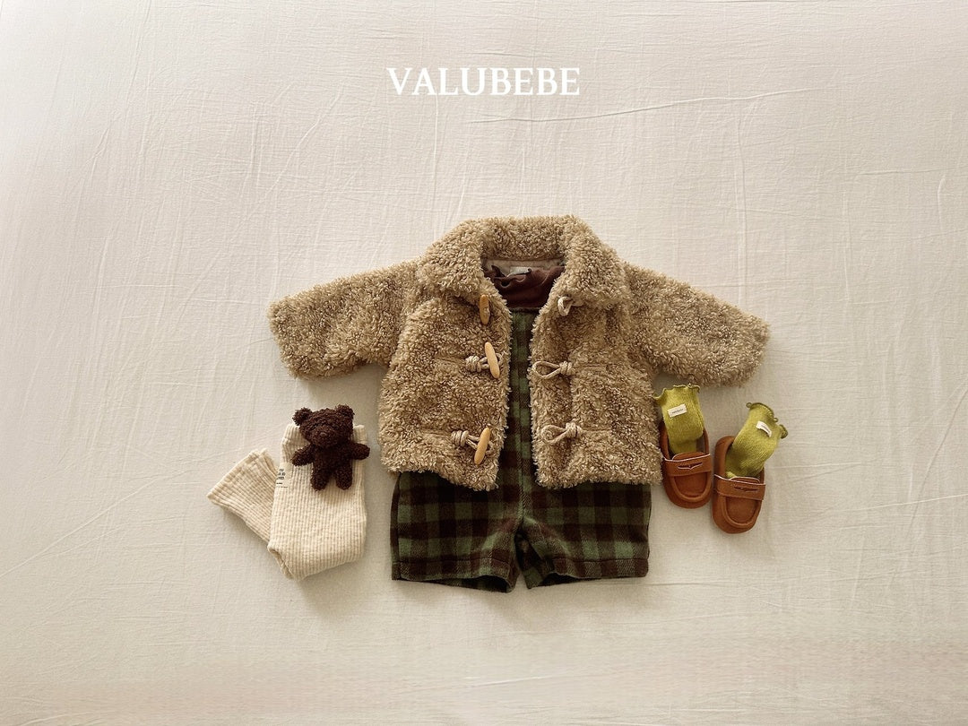 [valubebe] Almond check overalls