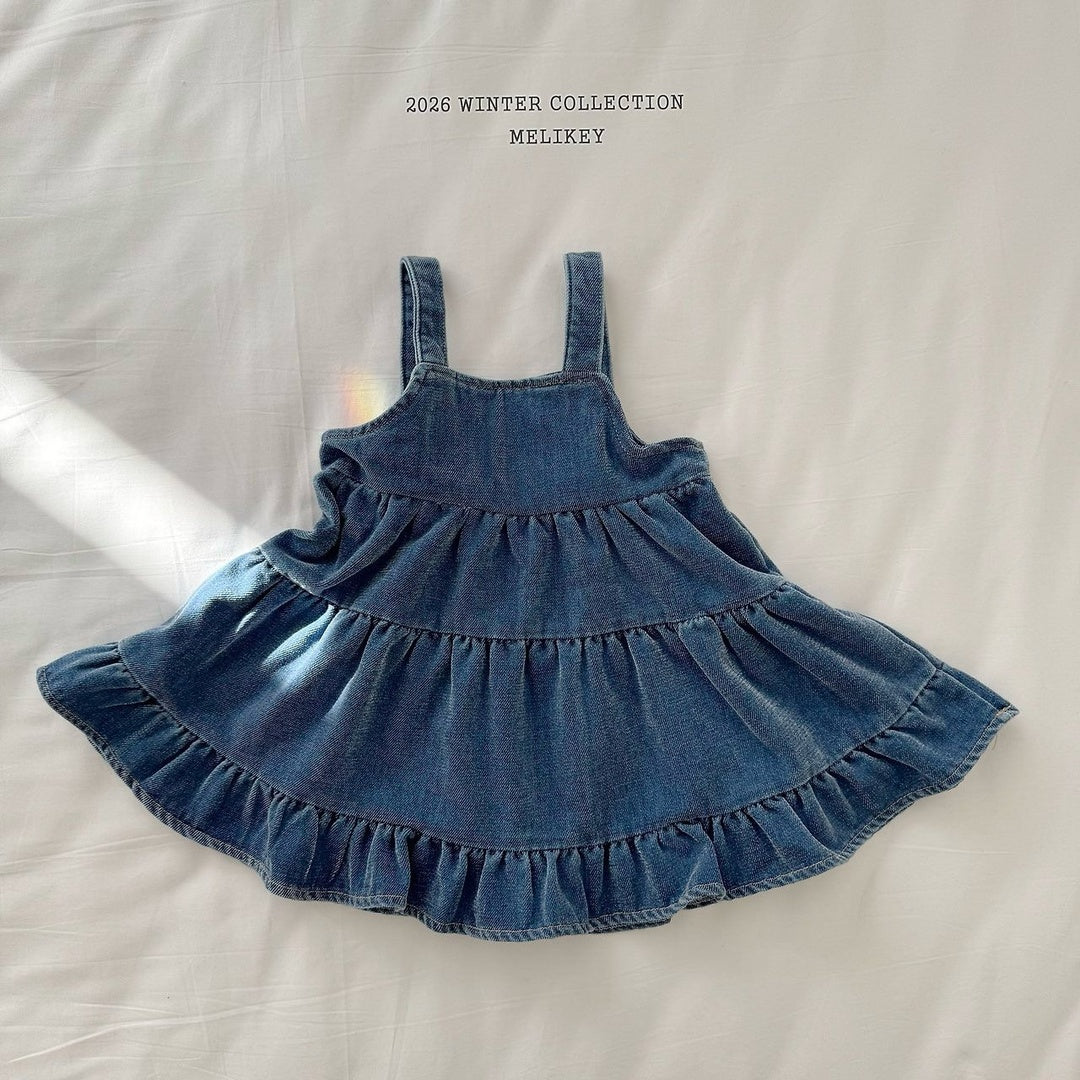 [Melikey] Cancan velvet denim one-piece