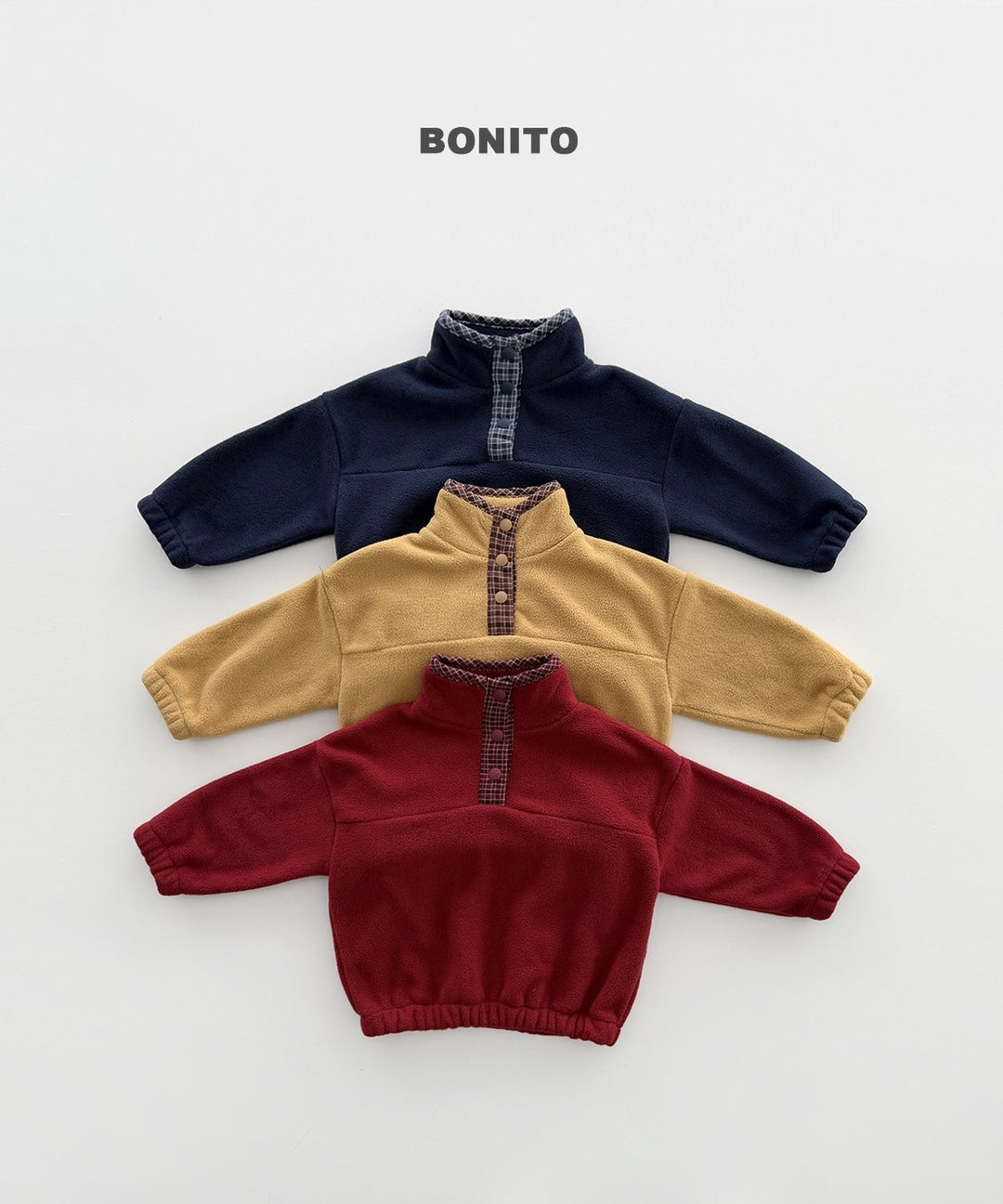 [BONITO] Check placket fleece