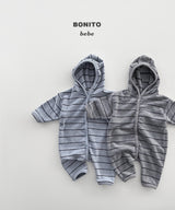[BONITO] Stripe terry hood rompers