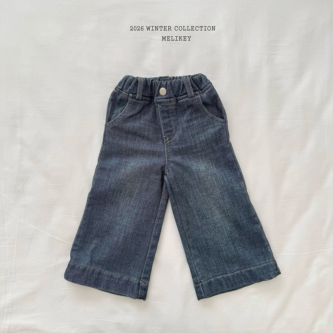 [Melikey] Velvet ribbon denim pants