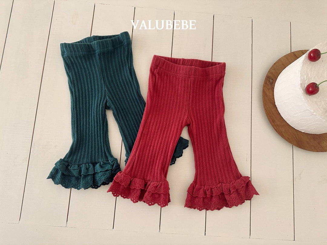 [valubebe] Frill lace bootcut pants