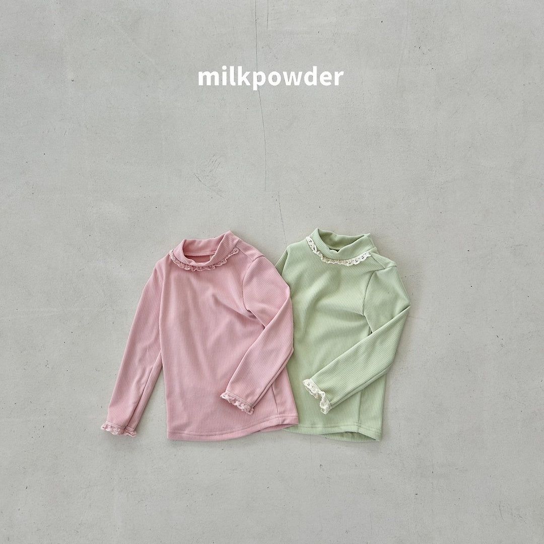 [milk powder] Marie lace halfneck tee