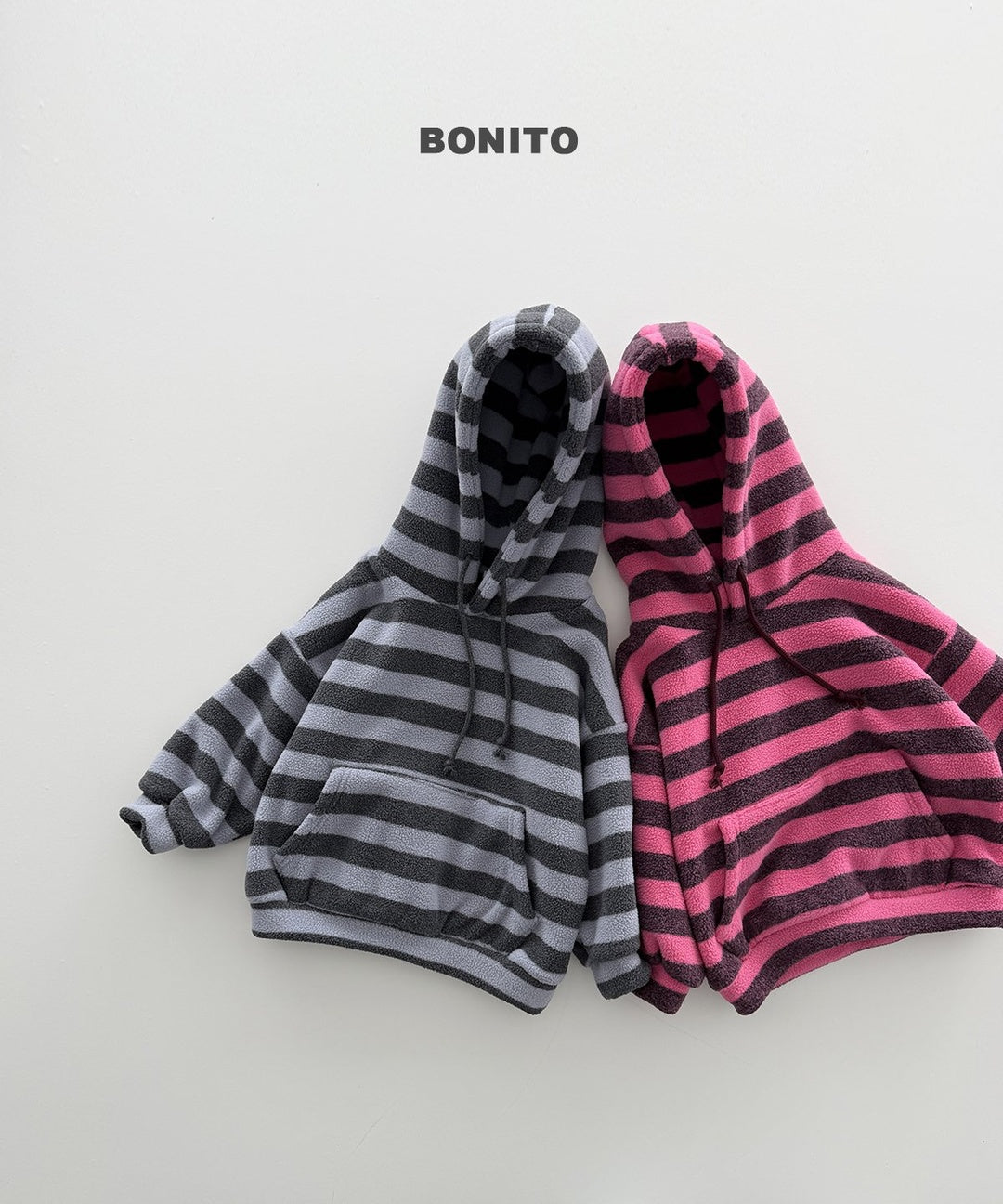 [BONITO] Stripe fleece hood