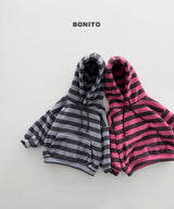 [BONITO] Stripe fleece hood